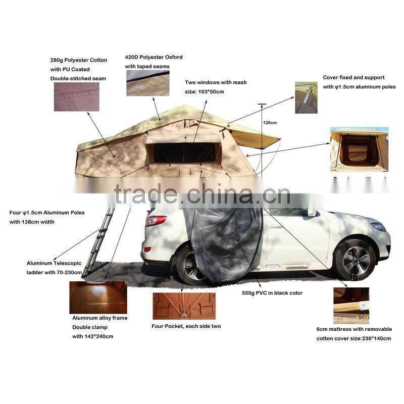 4*4 off-road truck car fiberglass car roof top tent