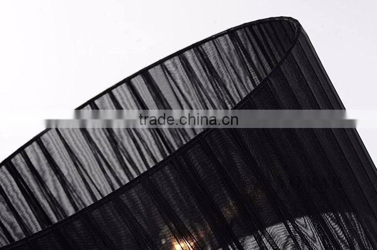 Modern design K9 black crystal table lamp with fabric lampshade