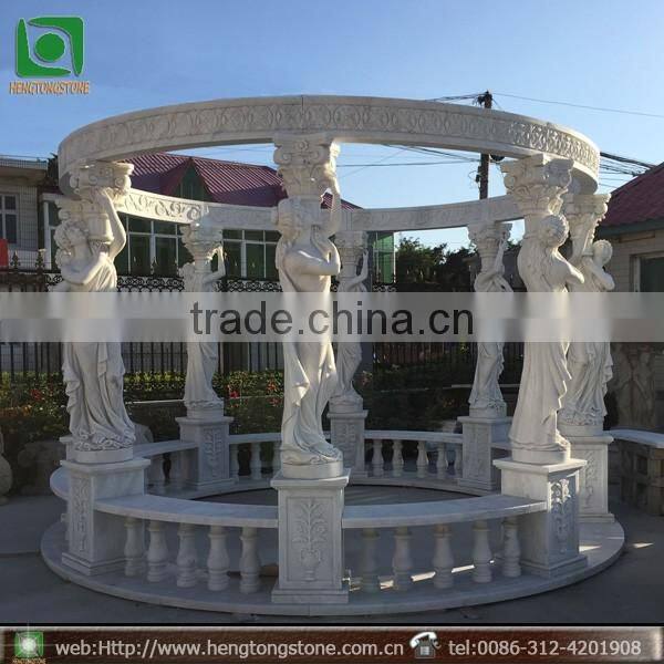 Large Outdoor White Marble Stone Statues Design Gazebo
