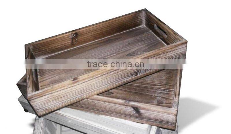 2016 new style wooden tray in old wood color with handlers