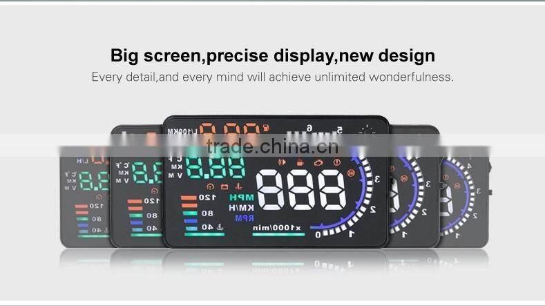 Hot-selling New Colorful Big 5.5 Display Screen Car HUD Head Up Display OBD2 Feul Comsuption/Speed/Tire Pressure Alarm Car HUD