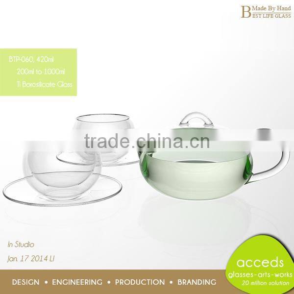 Handcrafted High Quality Ti-Borosilicate Lead-Free Glass Tea Pot