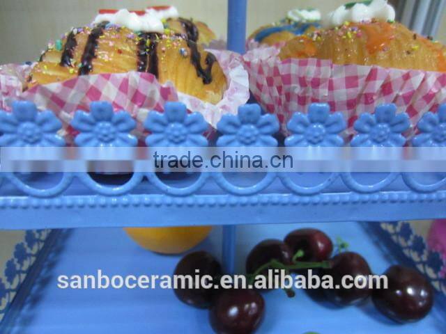 Rectangle shape, 2 tier cup cake stand, metal cake plate color box packing for wedding