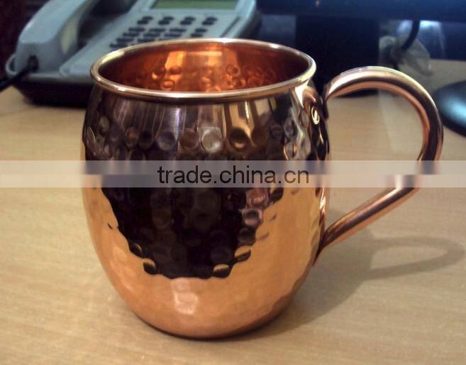 AMAZON BEST SELLING FDA APPROVED 470 ML 100% PURE COPPER BARREL HAMMERED MOSCOW MULE MUG