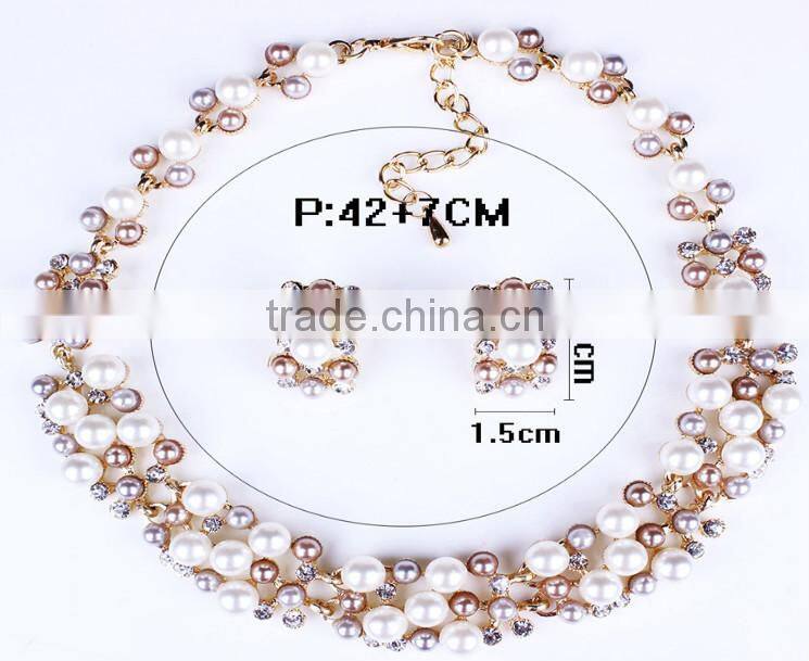 2015 Latest Jewelry Set fashion alloy pearl jewelry set