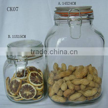 clear square glass cookie jar with clip lid food stroage airtight jar