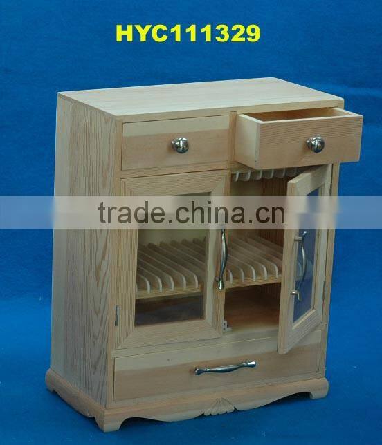 unfinished wooden small storage cabinet on table top