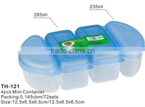 4pcs mini container food storage plastic box