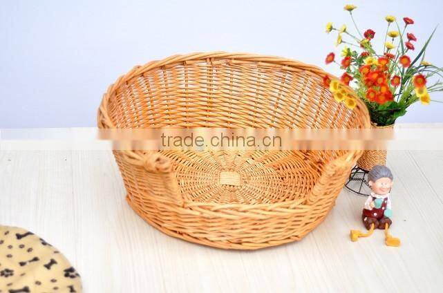 Wholesale custom cheap comfortable fabric sponge cushion rattan handmade cat dog basket