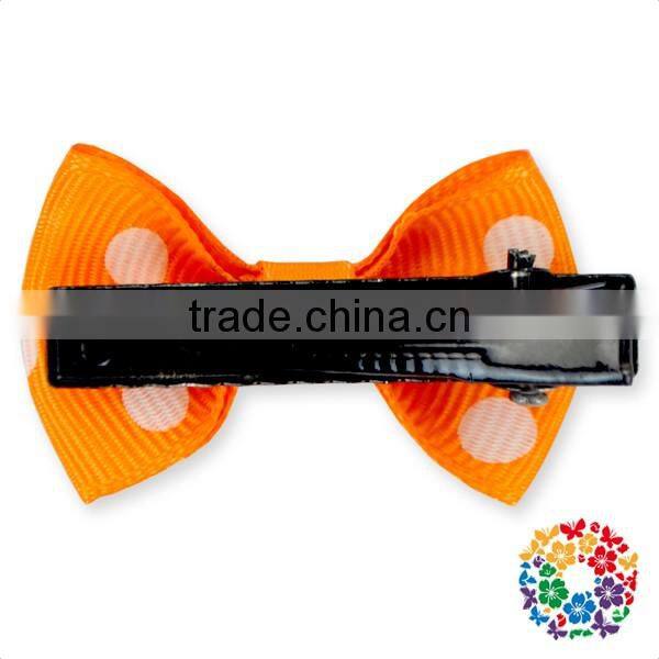 Satin Ribbon Violin Bow Hair White Dots Bow Hair Clip Cheap Hair Bow Tie