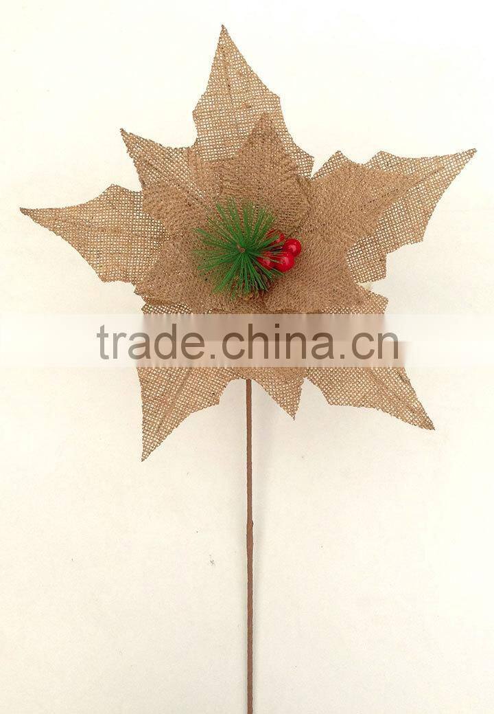 Bulk buy linen poinsettia flower christmas decorations