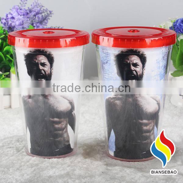 Double Wall Plastic Tumbler with Removable Paper Insert