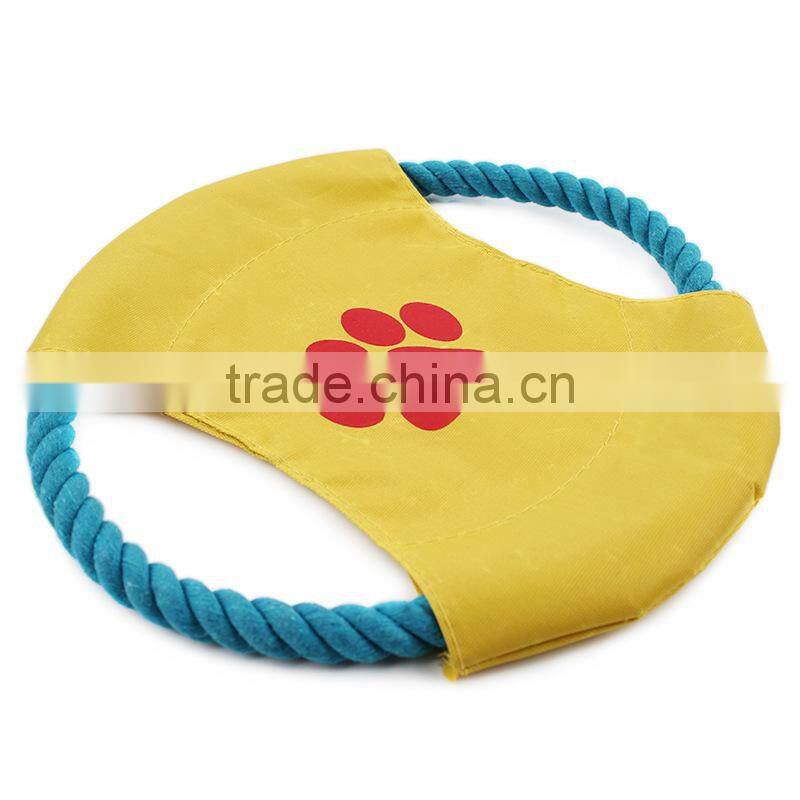 Canvas cotton rope pet dog Frisbee color cotton rope 21cm