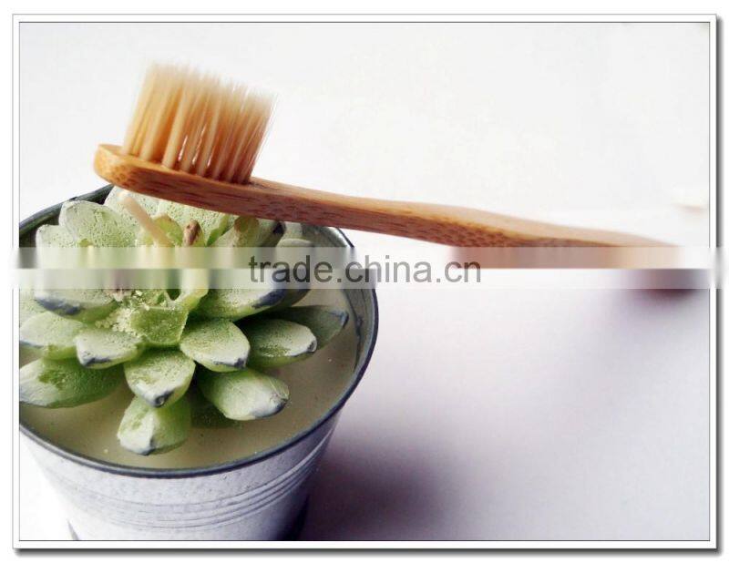 Curvy shape bamboo handle toothbrush