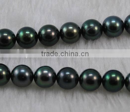 Wholesale 13-14mm Peacock Green Genuine Tahitian Pearl Strands