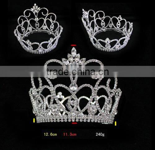 2015 New Design Round Rhinestone Cheap Full Pageant Crown H172-169