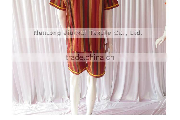 Orange/Red Stripe Sweat Steaming Clothes Elastic Waist Clothes Couples Pajamas Short Sleeve Top+Pants Pajamas for Sauna