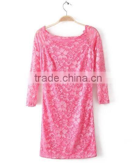 New arrival long sleeve lace dress women tight evening dress 2017