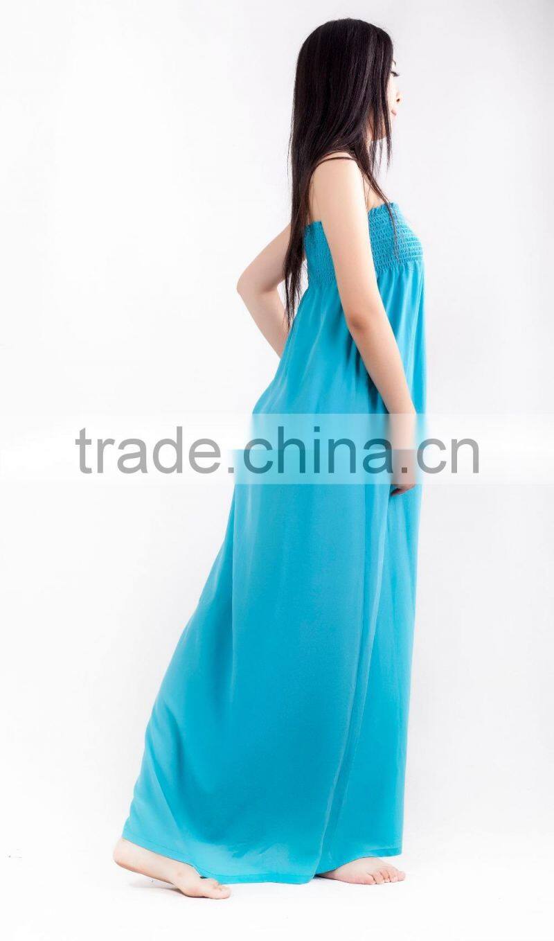 strapless long maxi light blue dresses for wholesale