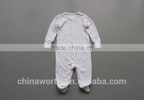 wholesale customized long sleeves Baby footed romper all over printed