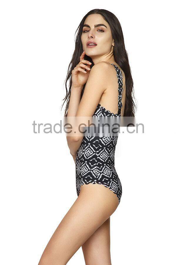 ladies textile with strape one-piece swimwear