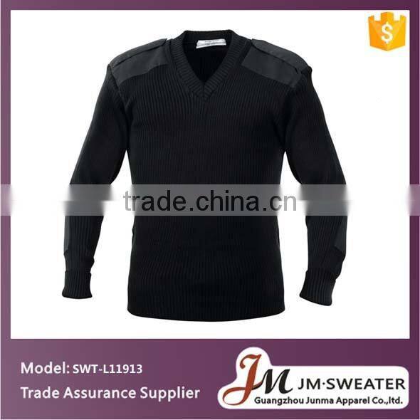 2016 New black v-neck knitting military commando uniforms pullover security/police sweater