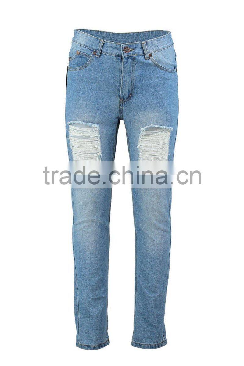 slim fit light blue jeans distressed denim jeans with extreme knee rips