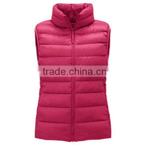 2015 New Design Woman Sleeveless Down With Stand-up Collar vest
