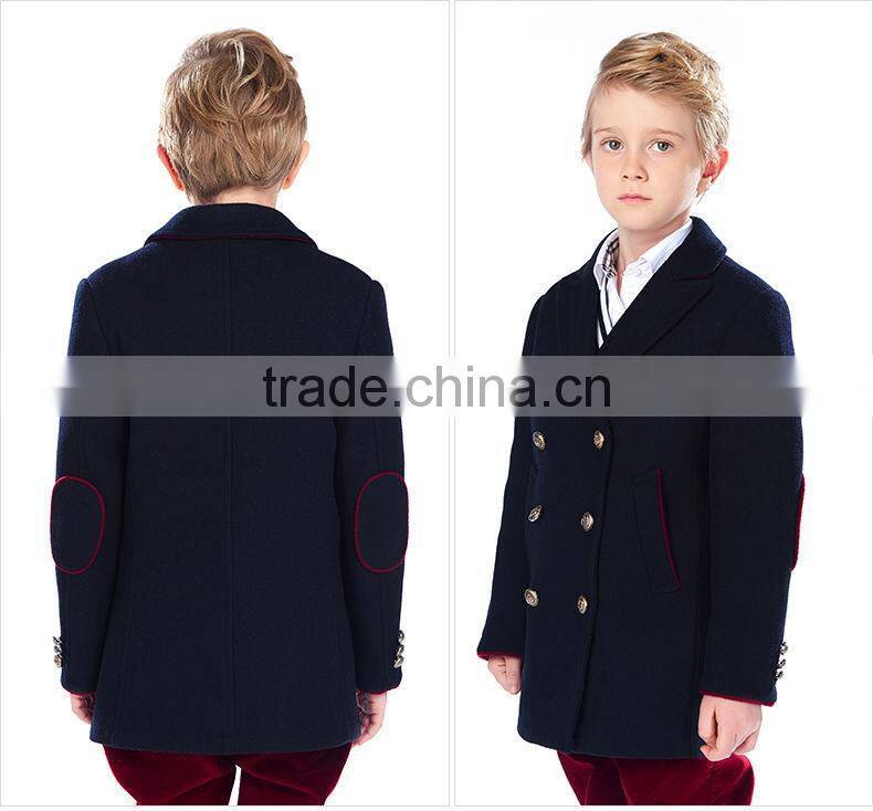 ELPA wooven wool fabric winter overcoat dark blue warm wool coat for boy