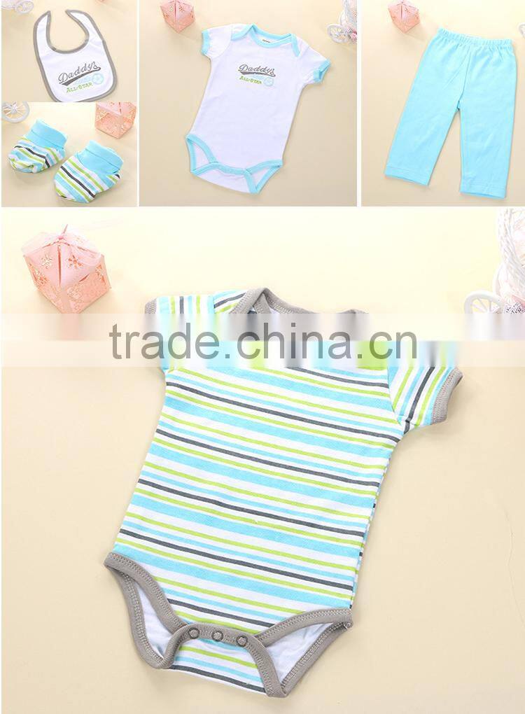 100%cotton 2016 summer baby short Sleeveromper clothing set