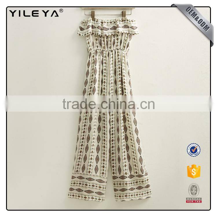 Factory custom made strapless ruffle one piece sexy ladies fashion jumpsuit