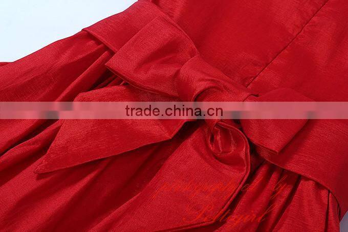 Hot Selling Red Girls Dresses Decorated With Big Flower Fashion Solid Kids Vestido Wholesale Child Wear