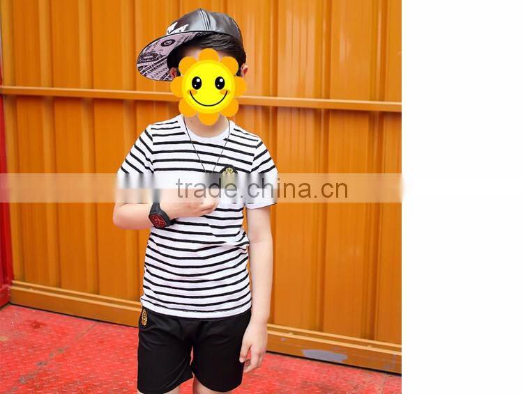 Custom new summer design 2pcs primary school suits students stripe style school uniform