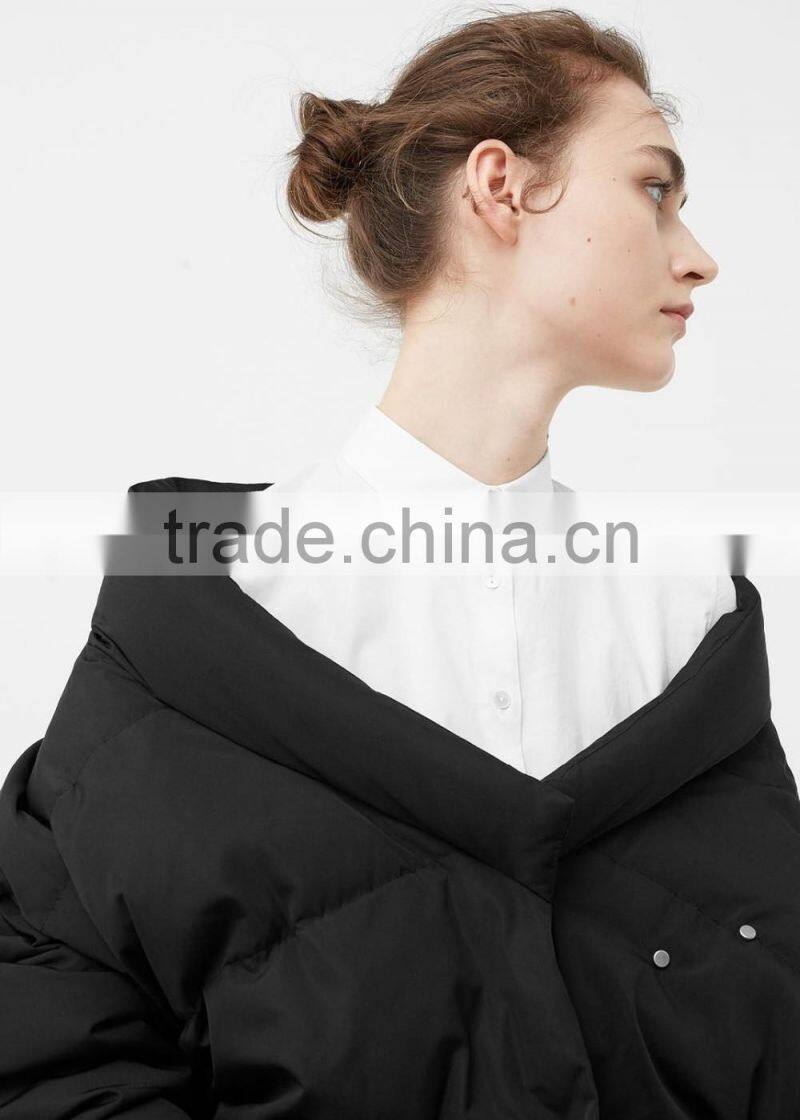 Women's black quilted loose fit down garment/jacket