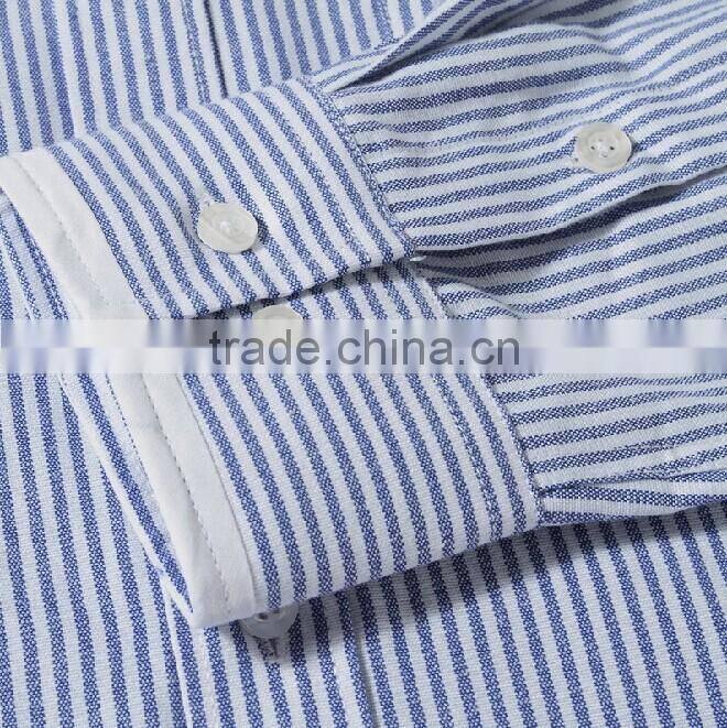 2017 double collar contrast color striped men Oxford shirts