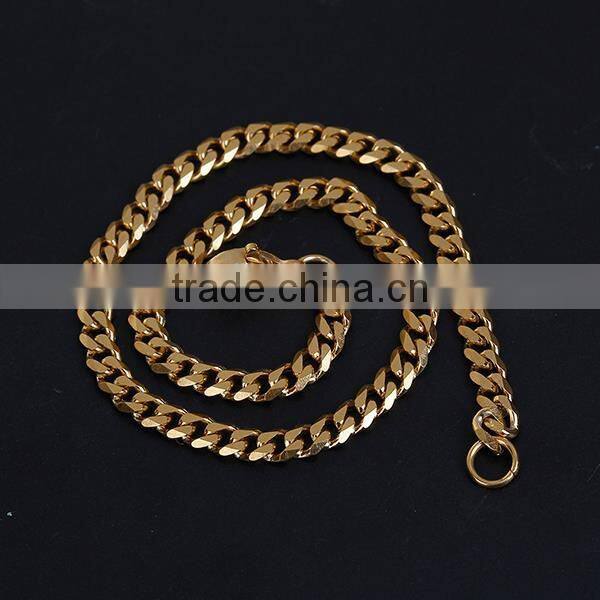 304 Stainless Steel Lobster Clasp Link Curb Chain Bracelets Gold Plated 21cm long
