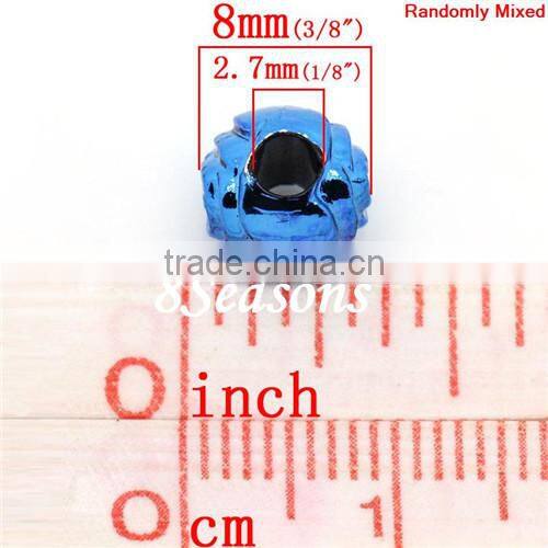 Mixed Round Christmas Rose Flower Pattern Acrylic Charm Beads 8mm