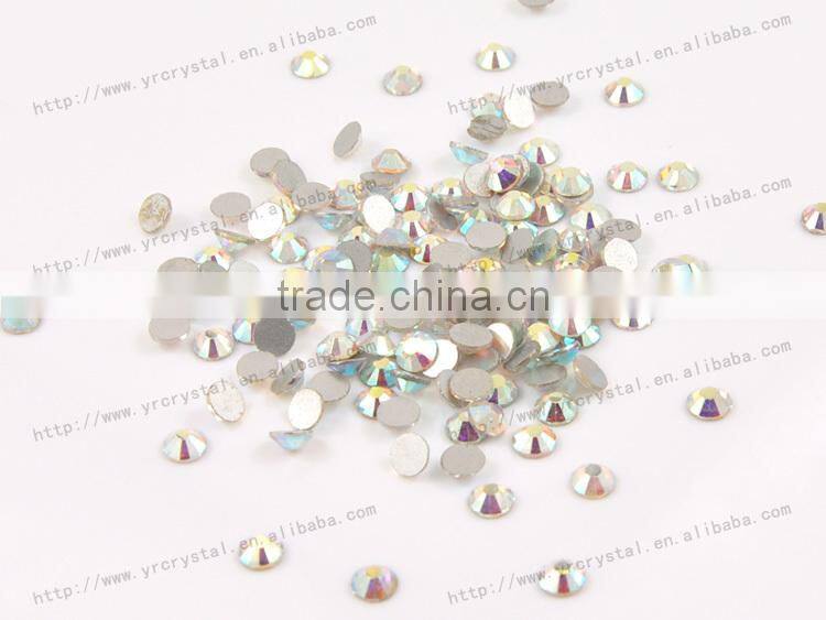 Round shape AB color no-hotfix silver foiling crystal flat back rhinestone