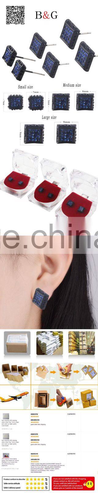 Customized Various Size Unisex Simple Fashion Designs Diamond Hiphop Earrings Wholesale