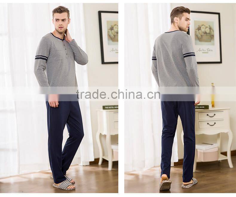 Best Price Qianxiu Long Sleeved Stylish Knit Cotton Couple Men Comfort Pajama