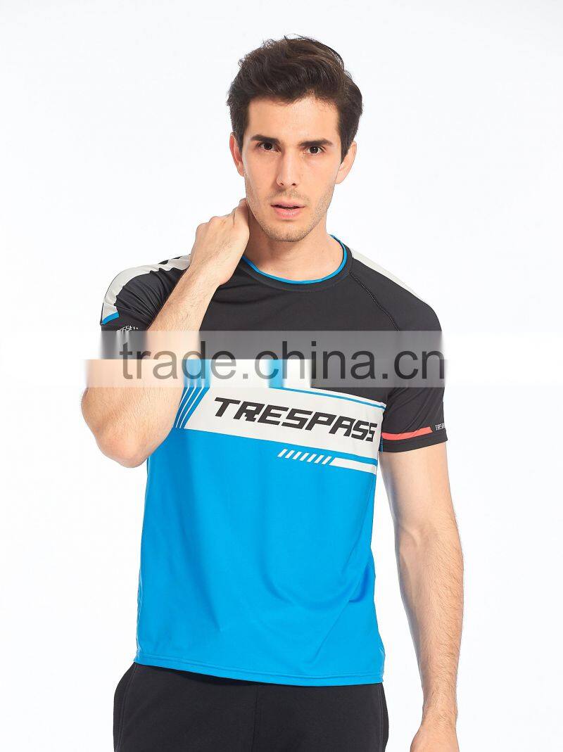 BSCI Men's UPF Sublimation Printing t shirt cooler fabric 88% Polyester 12% Spandex Wholesale t shirts