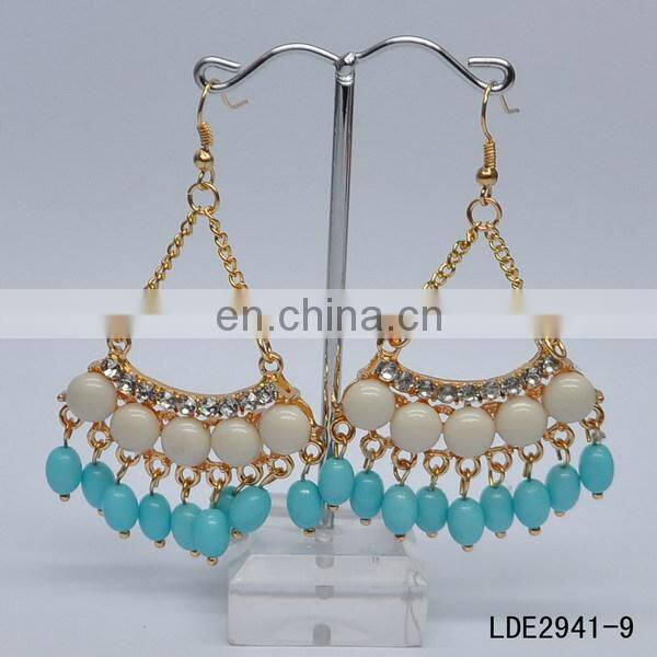 Brife light blue mint fan bubble teardrop adult women earrings