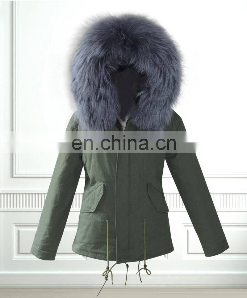 New Collections Winter Fur Coats Fox Army Jacket Women Outwear Parka