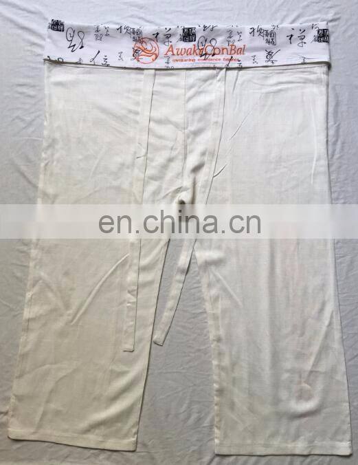 Wholesale 50%linen 50%cotton Loose fitted yoga printed thai pants