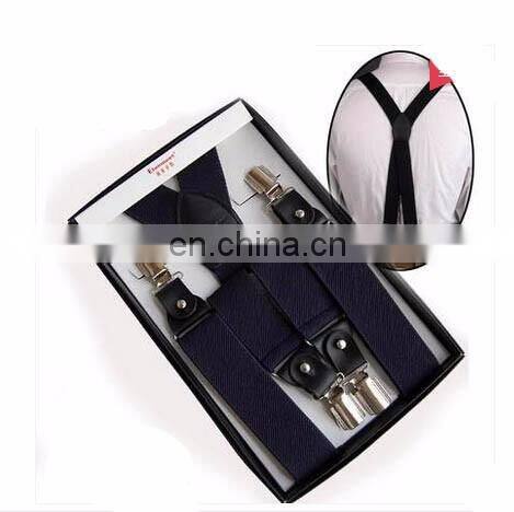 wholesale yiwu high quality 3.5cm Mens elastic X-back adjustable clip-on suspenders