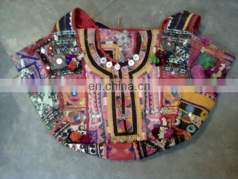 LEATHER HANDLE BANJARA TRIBAL ETHNIC TOTE BAG VINTAGE BAG MESSENGER