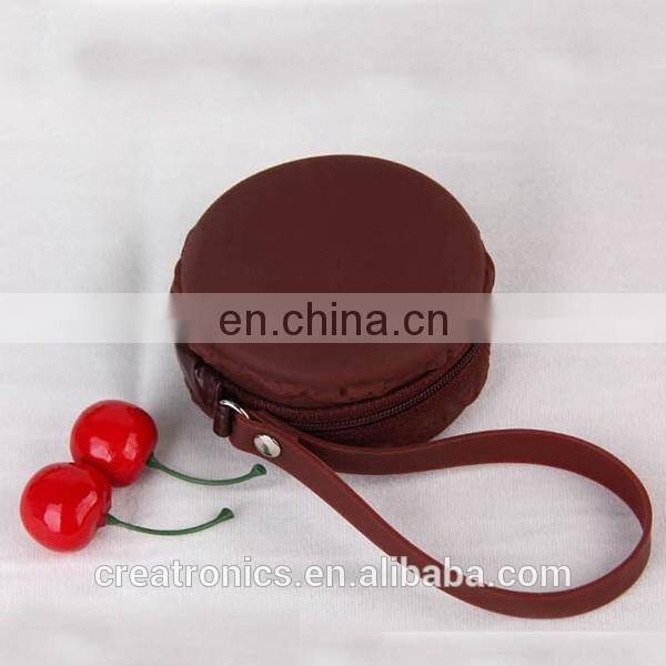 CR proffesional sales team cheap fancy earphone bag lovely round shape blue bulk wholesale silicone coin purse