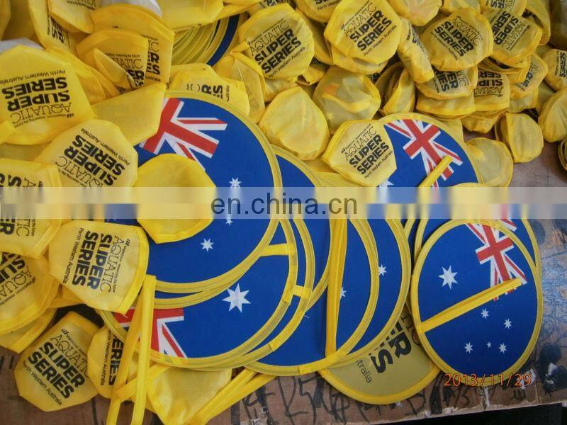 Cheap decorative hand shape customized foldable frisbee fans