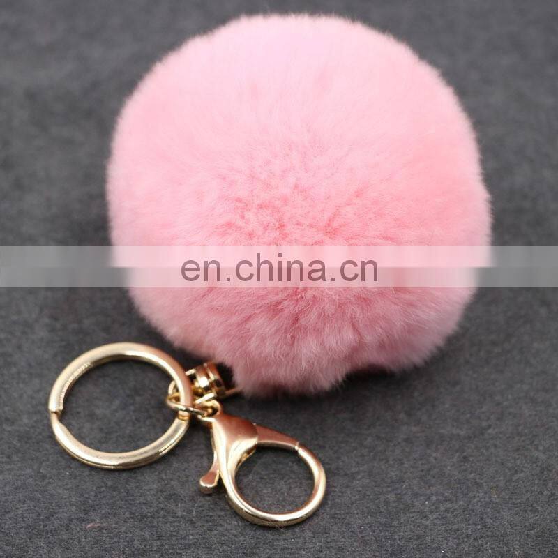 Various Colors Fashion Cute Ball Keychain Rabbit Fox Fur Pompom