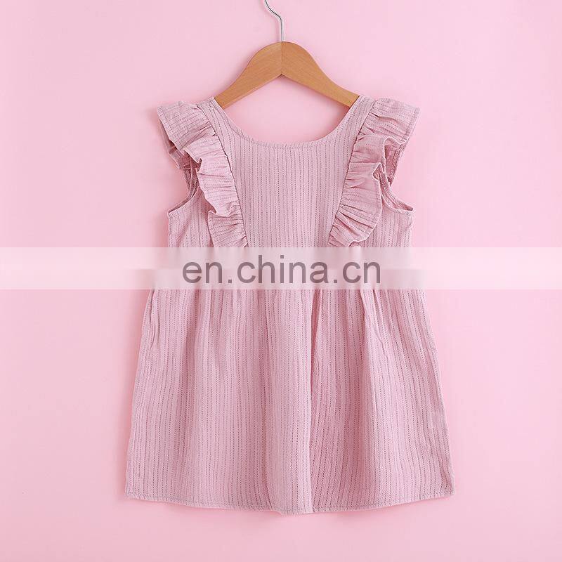 free ship ins girls pink hollow out dresses kids fly sleeved princess dress 2-8years